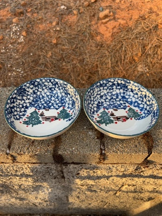 SET OF 12 Cabin in the Snow stoneware dinnerware by Tienshan Folk Craft