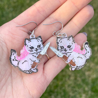Kitten w/ Knife Earrings MTS|60470