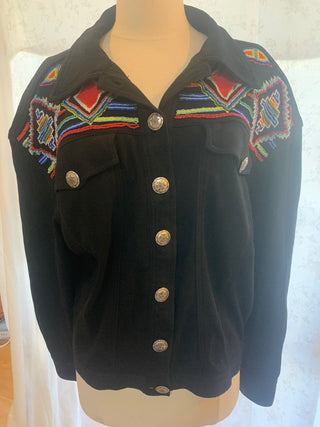 Cedars black beaded southwestern jacket sz m MTS