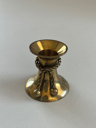Vintage brass rope bow taper candle holder RSV|80698