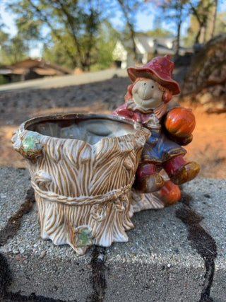 vintage ceramic scarecrow planter