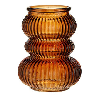 BROWN GLASS VASE.  RSV|65939