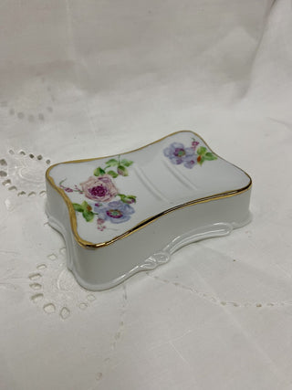 Hand Painted Porcelain Rose Soap Dish RSV