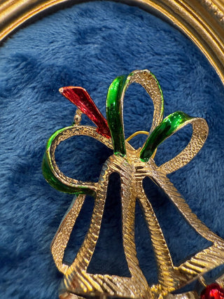 VTS GERRY'S Christmas Bells Goldtone Pin Brooch Christmas Holiday Jewelry|140244