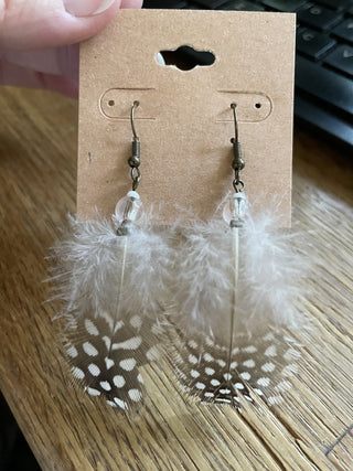 Feather earrings Brown/Glass bead RSV|68478