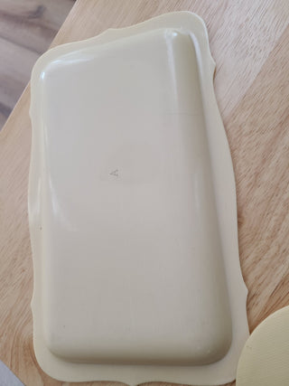 7 1940s Yellow Bakelite pieces: 1 tray, 1 nail buffing set, 3 lids, 1 ring box bottom|58141