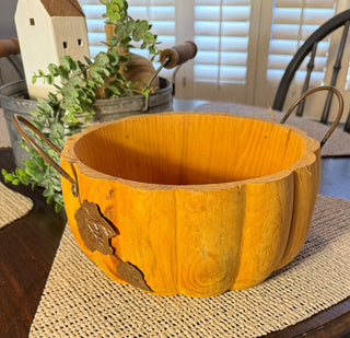 Pier 1 Wooden Pumpkin Bowl RSV|127482