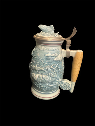 Avon Vintage 1990's Blue Fishing Stein Trout Bass Pike Bonefish Salmon Blue Gill #47 VV MTS|135540