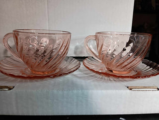 rose glass tea cups with saucer 2/2|37188