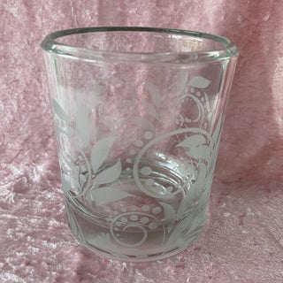 glass candle holder w/ leaf design RSV