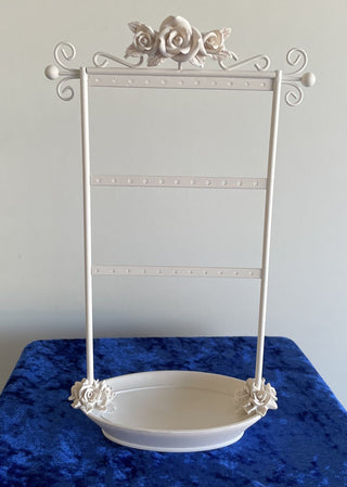 earring organizer, ivory color w/ roses RSV