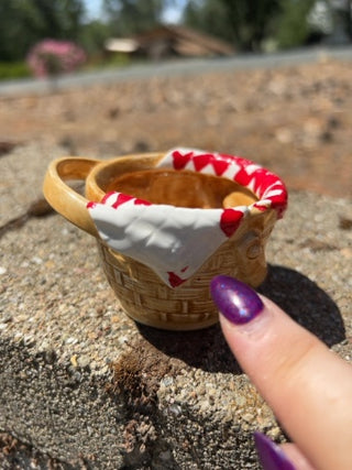 Set of 4 Dept 56 Wicker Picnic Basket Tea Cups Red Riding Hood