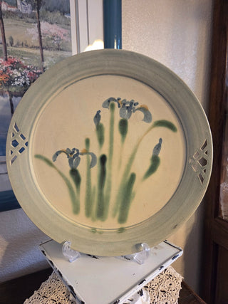 Hand-Painted Stoneware "Iris" Platter, 14-1/2", RCD