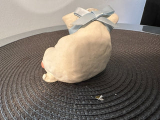Pig Figure Clay Blue Bow MTS|78661