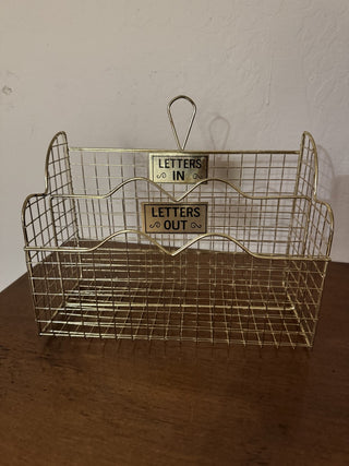 Vintage Gold Metal Wire Mail Organizer RCD|101080