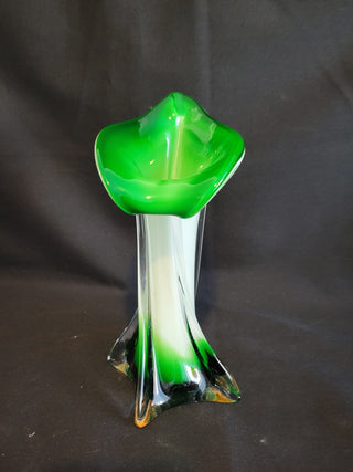 Vintage Jack in the Pulpit Green & White 7-1/2" Vase RCD