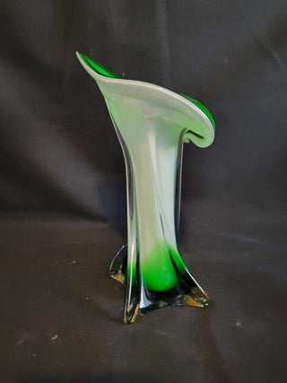Vintage Jack in the Pulpit Green & White 7-1/2" Vase RCD