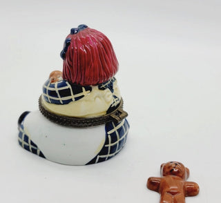 Vintage Raggedy Ann Doll Hinged Trinket Box with Ceramic Trinket Bear 3" #62 VV MTS|123298