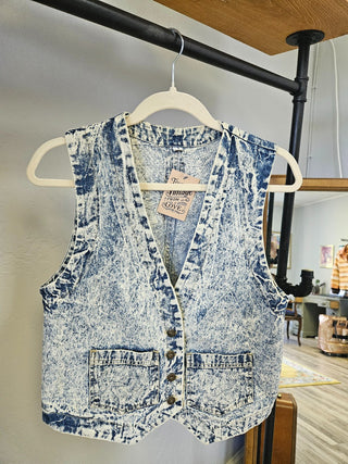 Vtg Cherokee Stone Wash Denim Vest -Size M MTS|115464