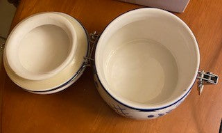 Vintage Blue & White Ceramic Canister