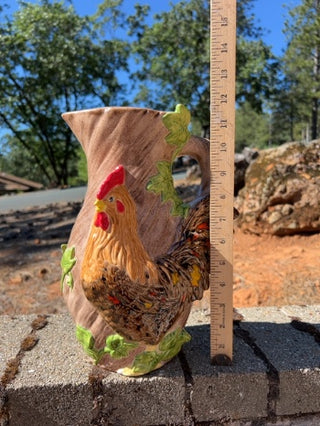 JP 11.5” vintage ceramic rooster water pitcher