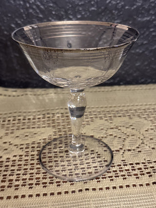 Vintage Martini Glass with Silver Rim- RCD