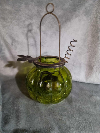. green glass pumpkin tea light holder rsv|105307