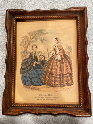 Vintage Miroir des Modes Victorian Fashion Print Pie Crust Frame RSV