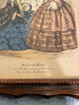 Vintage Miroir des Modes Victorian Fashion Print Pie Crust Frame RSV