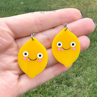 Silly Lemon Face Dangle Earrings MTS