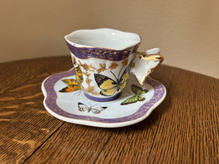 Butterfly Tea Cup and Saucer, Purple with Gold Trim    MTS|69430