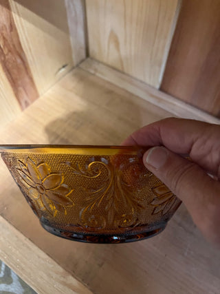 Tiara Amber Sandwich Glass Bowl|52901