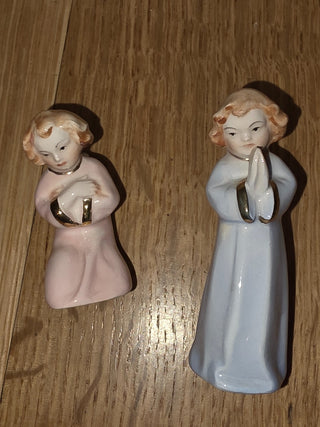 MTS 2x Vtg Italian Pink & Blue Porcelain Angels|129925