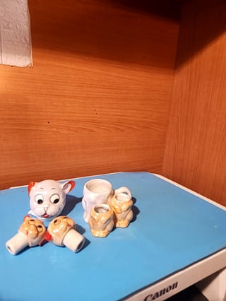 1930 japanese lusterware bonzo, dog, salt and pepper shakers