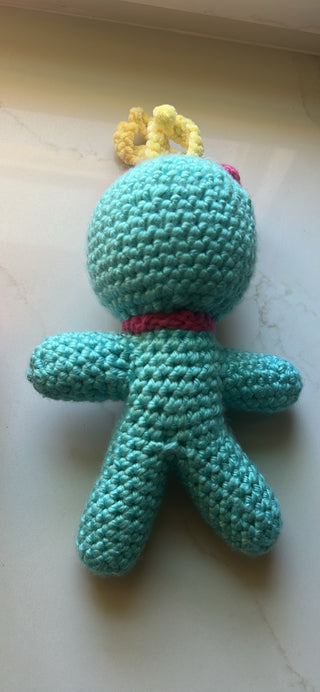 handmade crochet amigurumi doll of Scrump