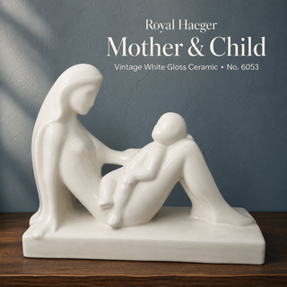 Vintage Royal Haeger Mother and Child Statue White Gloss Ceramic Figurine 6053