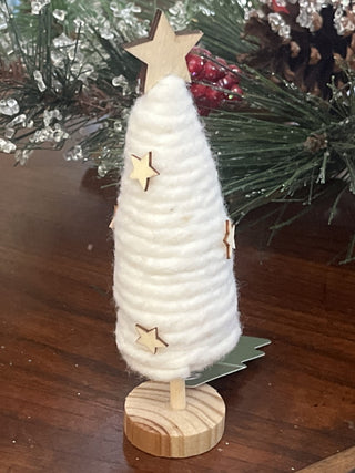 Mini 5” White Yarn Tree Wood Base and Stars RSV|132952