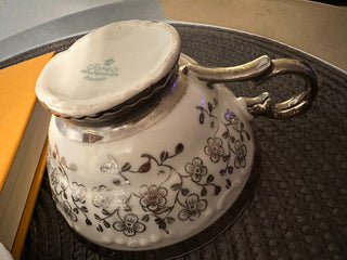 Vintage Teacup/Saucer Gorels Silver Trim MTS