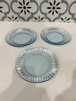 Forte Crisa Mexico Ribbed Glass Plate-ice blue