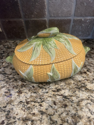 Vintage Ceramic Corn Serving Bowl with Lid   MTS|95936