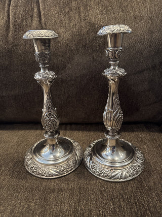 Vtg Pair Rogers Heritage 1847 Silverplate Candlesticks-KL RCD