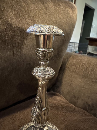 Vtg Pair Rogers Heritage 1847 Silverplate Candlesticks-KL RCD