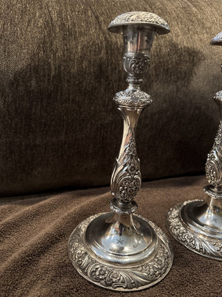 Vtg Pair Rogers Heritage 1847 Silverplate Candlesticks-KL RCD