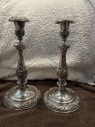 Vtg Pair Rogers Heritage 1847 Silverplate Candlesticks-KL RCD