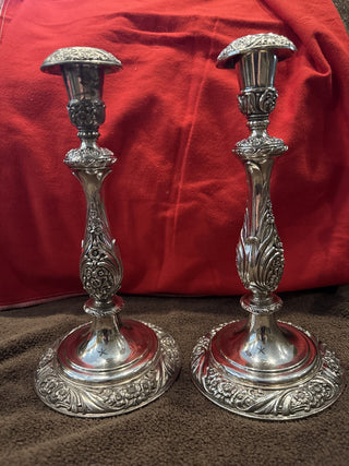 Vtg Pair Rogers Heritage 1847 Silverplate Candlesticks-KL RCD