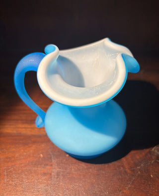VTG blue/white small statin glass pitcher NM MTS|111734