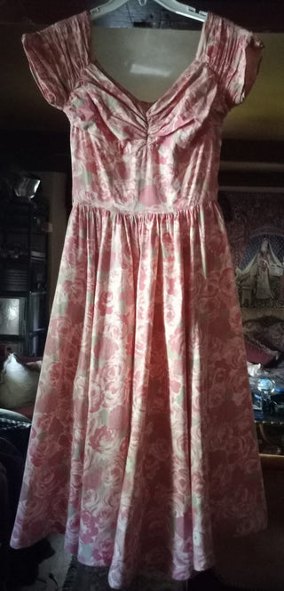 50s Jerry Gilden cotton print dress, S/M. MTS