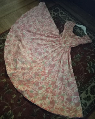 50s Jerry Gilden cotton print dress, S/M. MTS
