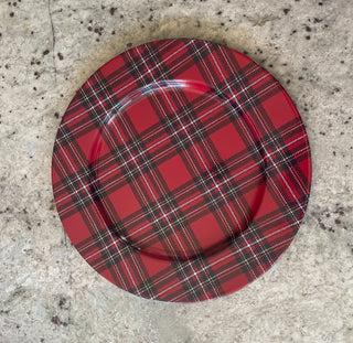 13" Holiday Red Plaid Plate Charger (RSV)|94774