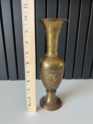 Vintage brass etched vase RSV|100026